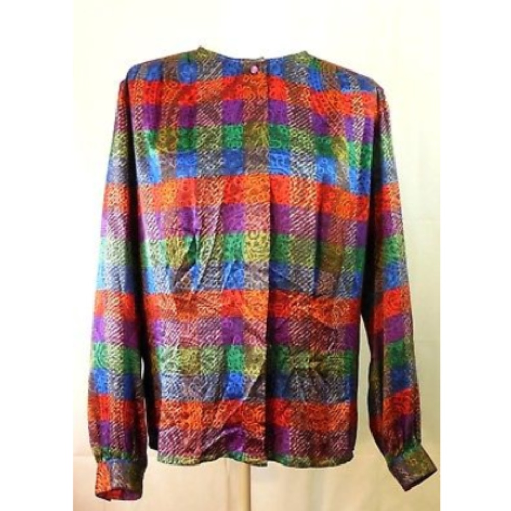 Carlisle Women's Size 12-100% Silk Red Blue Top